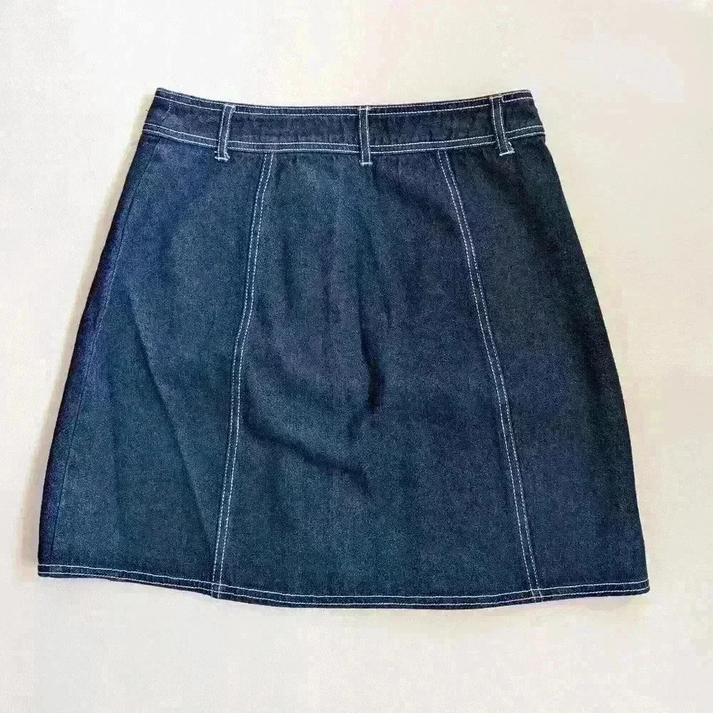 PopSugar Button Front Aline Denim Mini Skirt Size8 - Picture 3 of 7